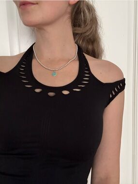 bebe Black Shirt with Cutout Trim